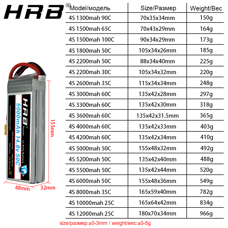 4S Lipo Battery 14.8V 6000Mah - HRB بطارية ليثيوم 4S 14.8 فولت